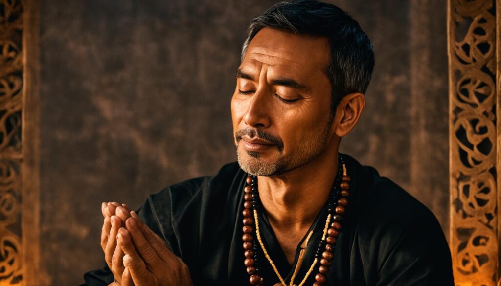 meditation with prayer beads