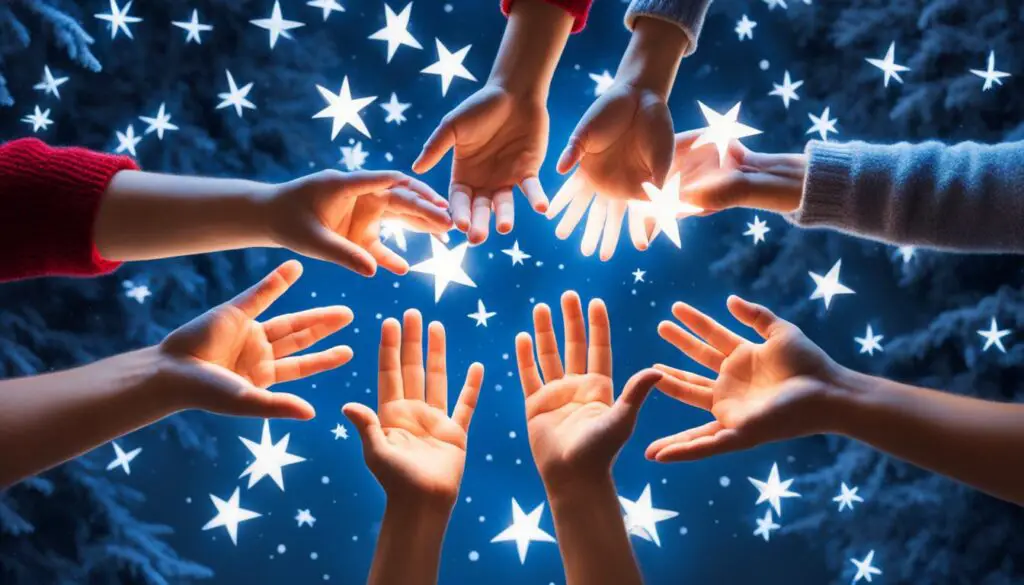 Christmas stars and hand prayers